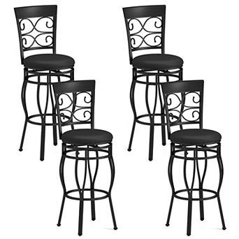 Costway Vintage Swivel Bar Stools 30'' Bistro Upholstered Dining Chairs