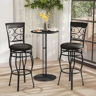 Costway Vintage Swivel Bar Stools 30'' Bistro Upholstered Dining Chairs