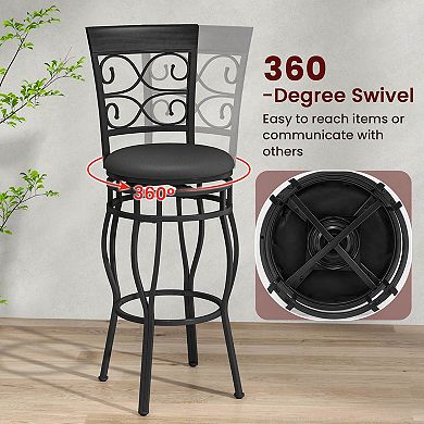 Costway Vintage Swivel Bar Stools 30'' Bistro Upholstered Dining Chairs