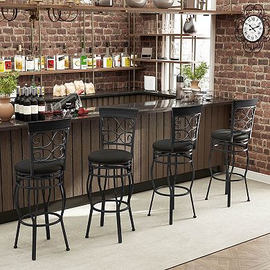 Costway Vintage Swivel Bar Stools 30'' Bistro Upholstered Dining Chairs