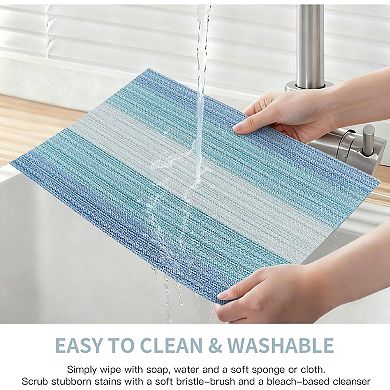 Placemats Set of 4,Vinyl Table Place Mats Stain Resistant Foldable Placemats Washable Wipeable