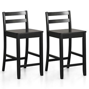 Costway 24-Inch Wooden Bar Stools Set of 2 with Ergonomic Backrest Counter Height Stools