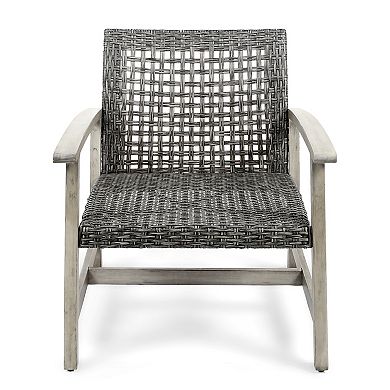 TEINIE Outdoor Wicker Club Chairs Set of 2 Acacia Frame