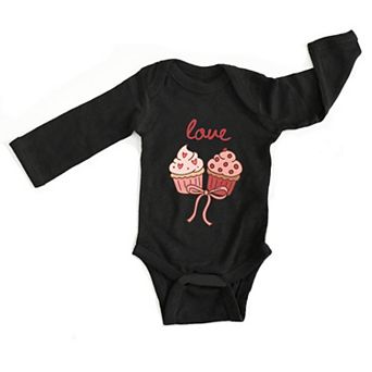 Love Cursive Cupcakes Coquette - Baby Long Sleeve Bodysuit