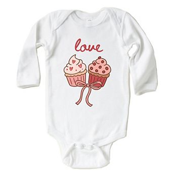 Love Cursive Cupcakes Coquette - Baby Long Sleeve Bodysuit