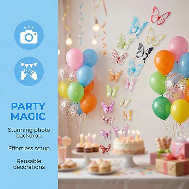 3D Butterfly Wall Decals Removable Mural Decals Home Decoration for Bedroom 1 Sheet 3.1 x 2.6 inch