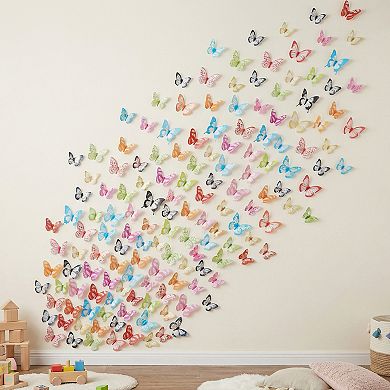 3D Butterfly Wall Decals Removable Mural Decals Home Decoration for Bedroom 1 Sheet 3.1 x 2.6 inch