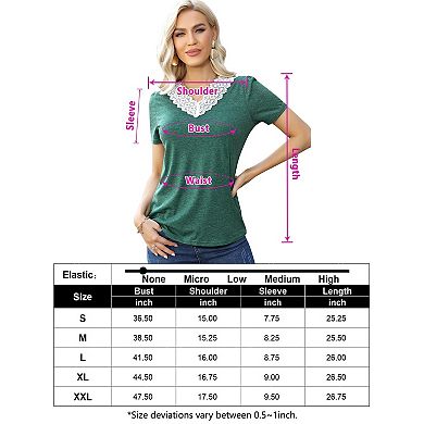Women Blouse V Neck Short Sleeves Casual Lightweight Soft Basic Tops
