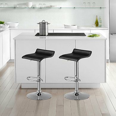 Costway Set of 2 Swivel Bar Stool PU Leather Adjustable Kitchen Counter Bar Chairs Low Back