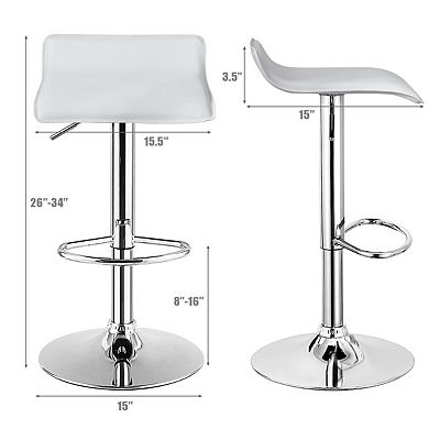 Costway Set of 2 Swivel Bar Stool PU Leather Adjustable Kitchen Counter Bar Chairs Low Back