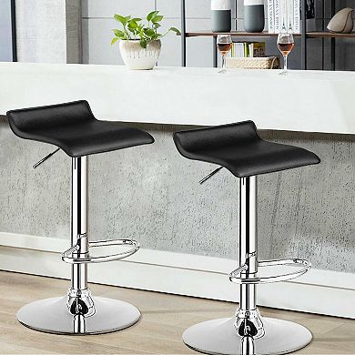 Costway Set of 2 Swivel Bar Stool PU Leather Adjustable Kitchen Counter Bar Chairs Low Back