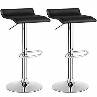 Costway Set of 2 Swivel Bar Stool PU Leather Adjustable Kitchen Counter Bar Chairs Low Back