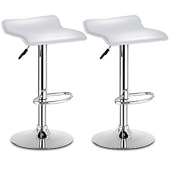 Costway Set of 2 Swivel Bar Stool PU Leather Adjustable Kitchen Counter Bar Chairs Low Back