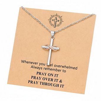 ZUQIETA Silver Plated Infinity Cross Necklace Women Teens Christian Gifts
