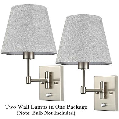 Massa Brushed Nickel Swing Arm Wall Sconces Hardwired & Plug in Sconce, Set of 2