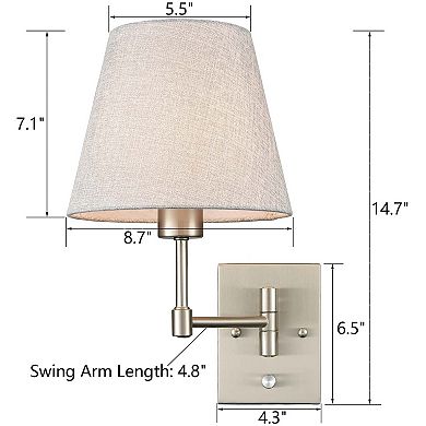Massa Brushed Nickel Swing Arm Wall Sconces Hardwired & Plug in Sconce, Set of 2