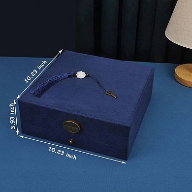 3-Layer Jewelry Organizer with Lock, 8 Hooks, 42 Ring Cases, 12 Big Rings, 64 Ear Studs, 9 Watches