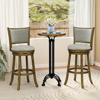 Costway 30"Swivel Bar Stools, with Backrests and Wood Frame,Upholstered Bar Chairs