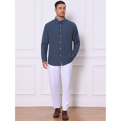 Men's Dress Shirts Long Sleeve Button Down Business Contrast Shirt