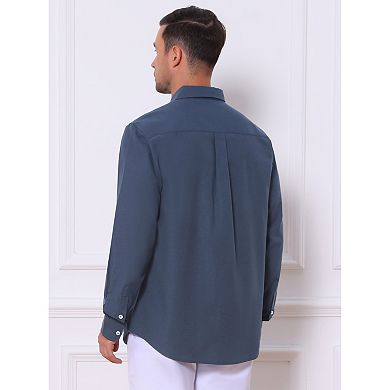 Men's Dress Shirts Long Sleeve Button Down Business Contrast Shirt