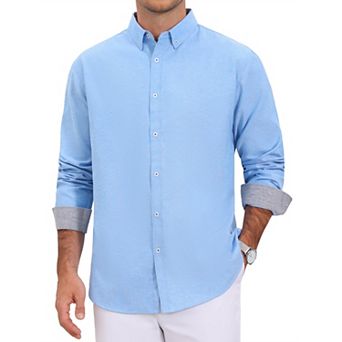 Men's Dress Shirts Long Sleeve Button Down Business Contrast Shirt