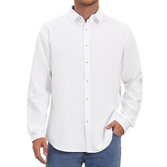 Men's Dress Shirts Long Sleeve Button Down Business Contrast Shirt