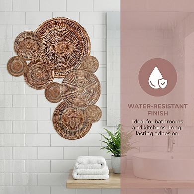 10 Pcs Boho Wall Decals Round Peel and Stick Decor Sticker Rustic Art for Bedroom Office 35.4"x35.4"