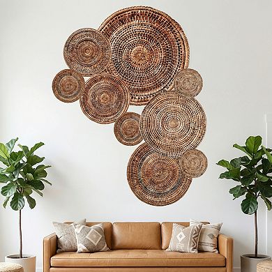 10 Pcs Boho Wall Decals Round Peel and Stick Decor Sticker Rustic Art for Bedroom Office 35.4"x35.4"