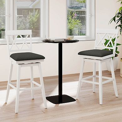 Costway Bar Stool Wooden Chair with Contoured Backrest Swivel Padded Seat for Kitchen