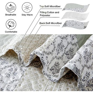 Quilt Set King Size Floral Bedspread Coverlet Plaid Patchwork Quilt Bedding Morden Lightweight