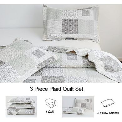 Quilt Set King Size Floral Bedspread Coverlet Plaid Patchwork Quilt Bedding Morden Lightweight