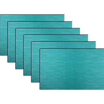 Placemats,Washable Durable Vinyl Woven Table Mats, of 6 (18 x 12 in Turquoise)
