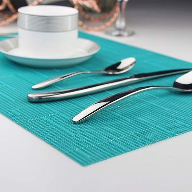 Placemats,Washable Durable Vinyl Woven Table Mats, of 6 (18 x 12 inches, Turquoise)