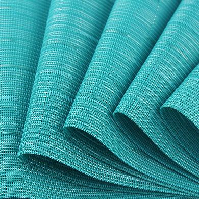 Placemats,Washable Durable Vinyl Woven Table Mats, of 6 (18 x 12 inches, Turquoise)