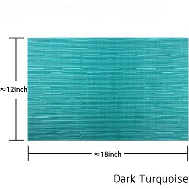 Placemats,Washable Durable Vinyl Woven Table Mats, of 6 (18 x 12 inches, Turquoise)