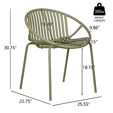 TEINIE Patio Stackable Dining Chairs Set of 2 Metal & Plastic