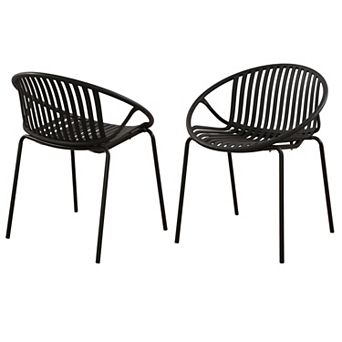 TEINIE Patio Stackable Dining Chairs Set of 2 Metal & Plastic