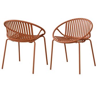 TEINIE Patio Stackable Dining Chairs Set of 2 Metal & Plastic