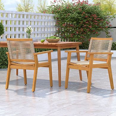 TEINIE Outdoor Dining Chairs Set of 2 Teak Acacia Frame