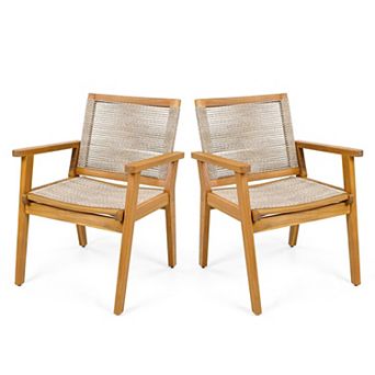 TEINIE Outdoor Dining Chairs Set of 2 Teak Acacia Frame