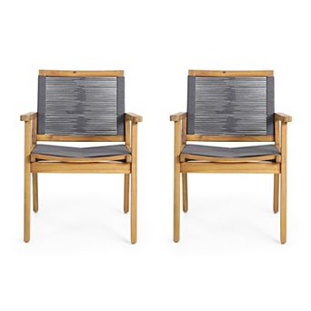 TEINIE Outdoor Dining Chairs Set of 2 Teak Acacia Frame