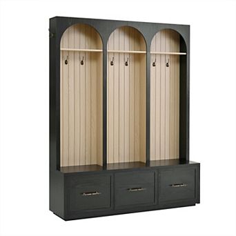 Arched Farmhouse Hall Tree with Bench, Storage Drawers & Retro Hooks - Rustic Entryway Organizer