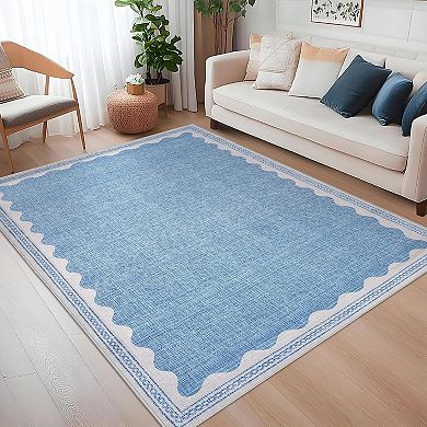 Rug Rugs for Entryway, Small Area Rugs Solid Blue Rug for Bedroom , Washable Rugs for Living Room