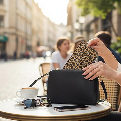 ZUQIETA Women RFID Blocking Trifold Wallet PU Leather Bifold Card Holder ID Window Multi Slot Gift