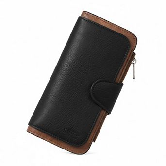 ZUQIETA Women RFID Blocking Trifold Wallet PU Leather Bifold Card Holder ID Window Multi Slot Gift