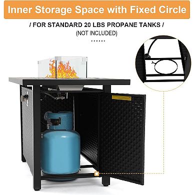 SUNSITT 45" Outdoor Propane Fire Pit Table, 50,000 BTU Firepit with Adjustable Flame, Black