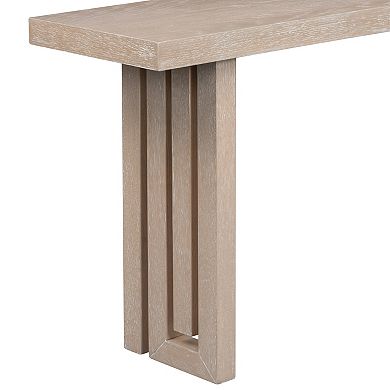 Aoolive Oak Veneer Console Table with Paperclip Shaped Legs, Entryway Display Table