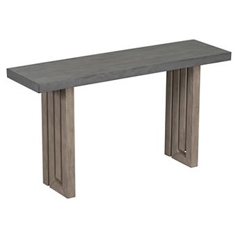 Aoolive Oak Veneer Console Table with Paperclip Shaped Legs, Entryway Display Table