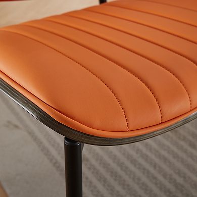 Aoolive PU Leather Dining Chairs Set of 2, Mid Century Modern Armless Chair with Metal Legs