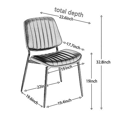 Aoolive PU Leather Dining Chairs Set of 2, Mid Century Modern Armless Chair with Metal Legs
